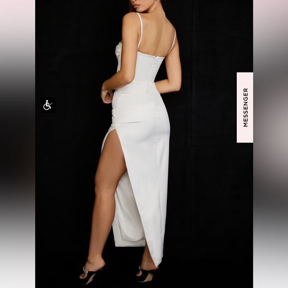 HOUSE OF CB 'Flora' Ivory Satin Corset Maxi Dress Size S-US - Picture 7 of 7